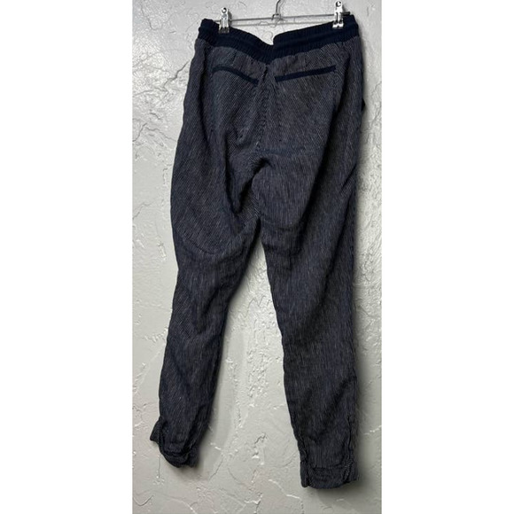 Athleta Bali 100% Linen Pants Navy Blue Striped Relaxed Size 2 - Picture 4 of 10